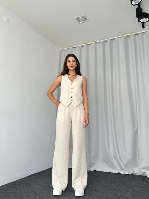Edna  Yelek-Pantalon Takım (Taş Rengi)