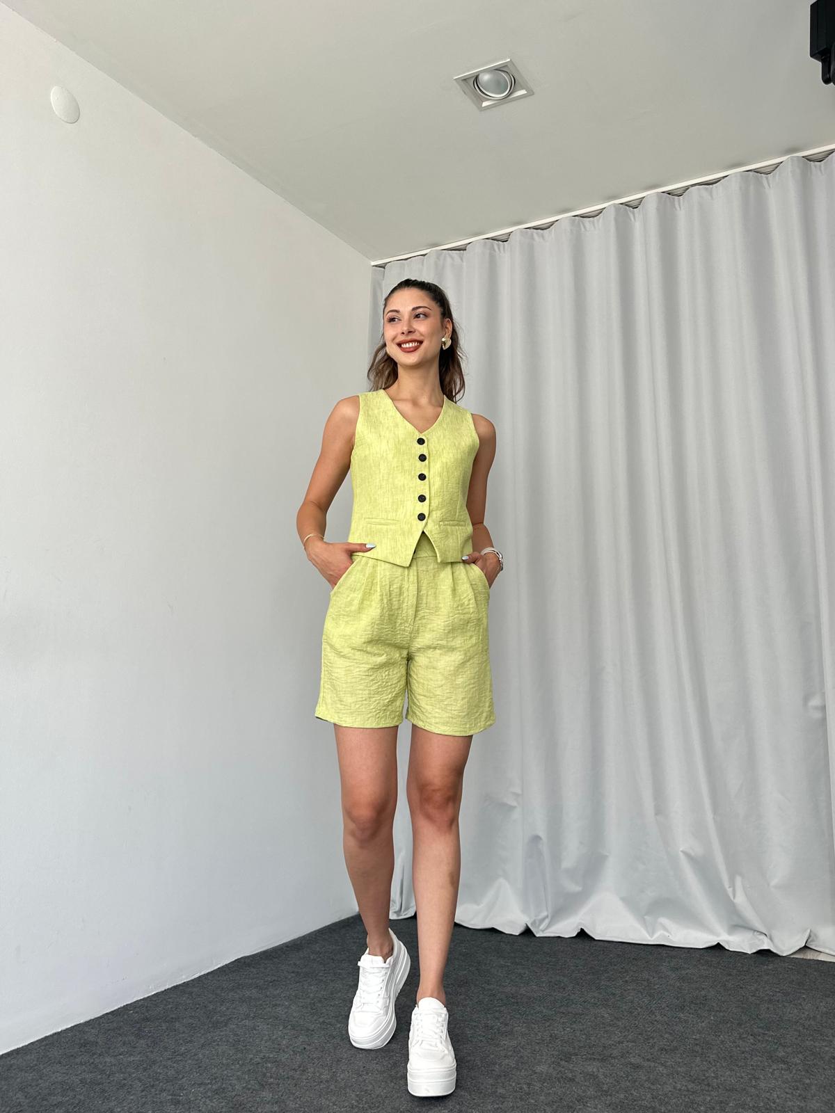 Laura Yelek-Şort Takım (Lime) - Görsel 5