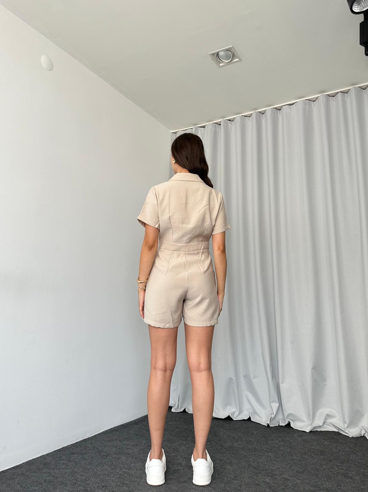 Premium Tensel Kumaş Tulum (Taş Rengi) - Görsel 8