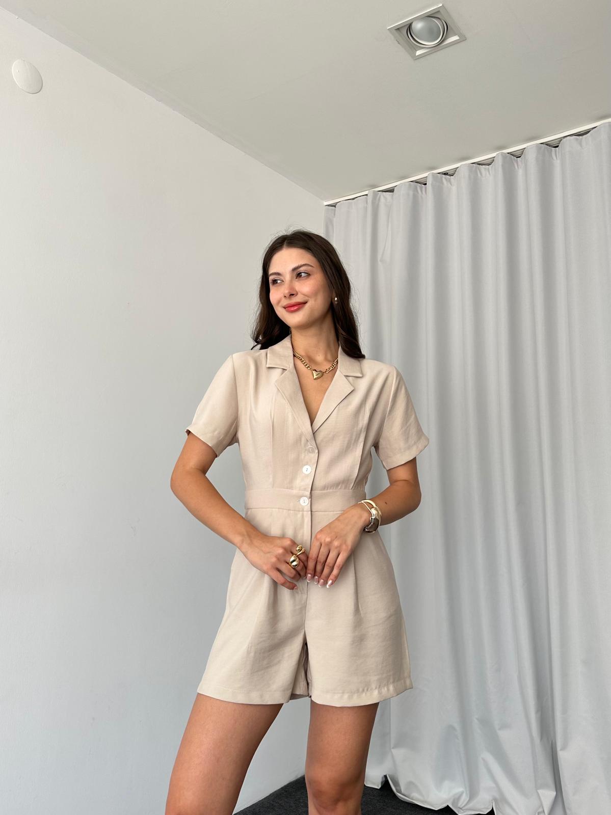 Premium Tensel Kumaş Tulum (Taş Rengi) - Görsel 10