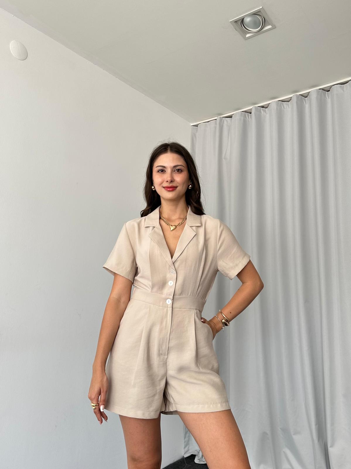 Premium Tensel Kumaş Tulum (Taş Rengi) - Görsel 11