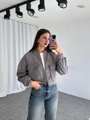 Süet Bomber Ceket (Gri)