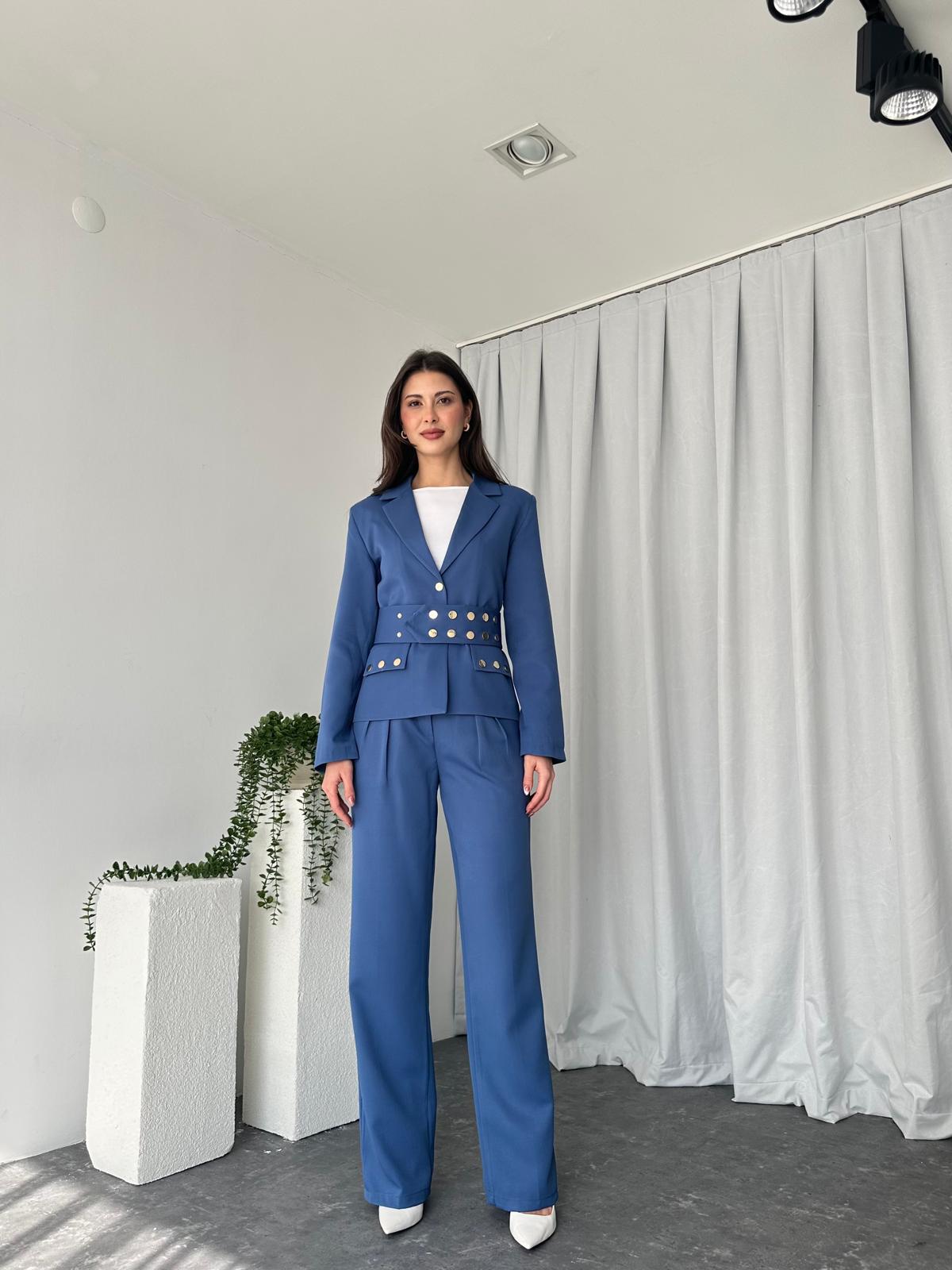 Kadın Mavi Astrid Ceket Pantolon Takım - Görsel 4