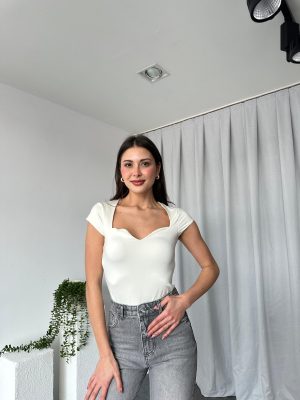 Kadın Kalp Yaka Bodysuit