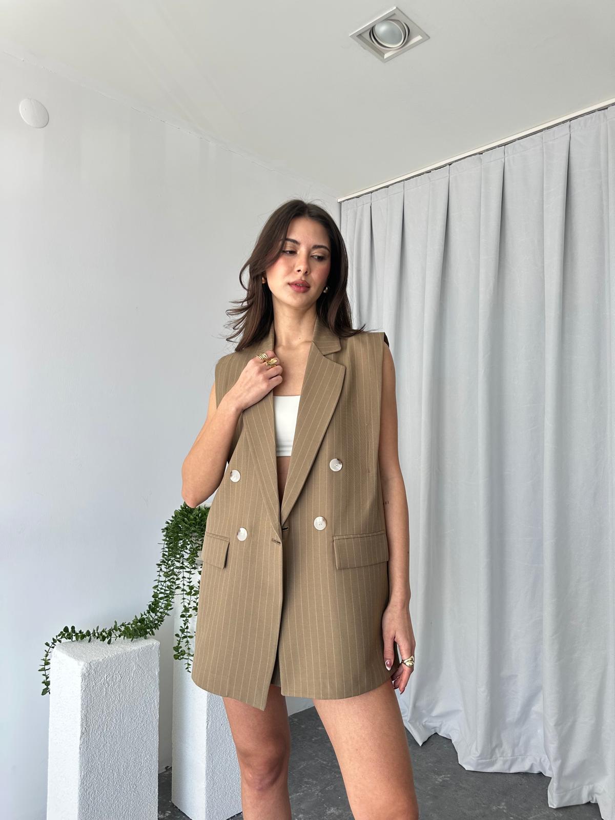 Kadın Amelia Vizon Çizgili Yelek - Görsel 2