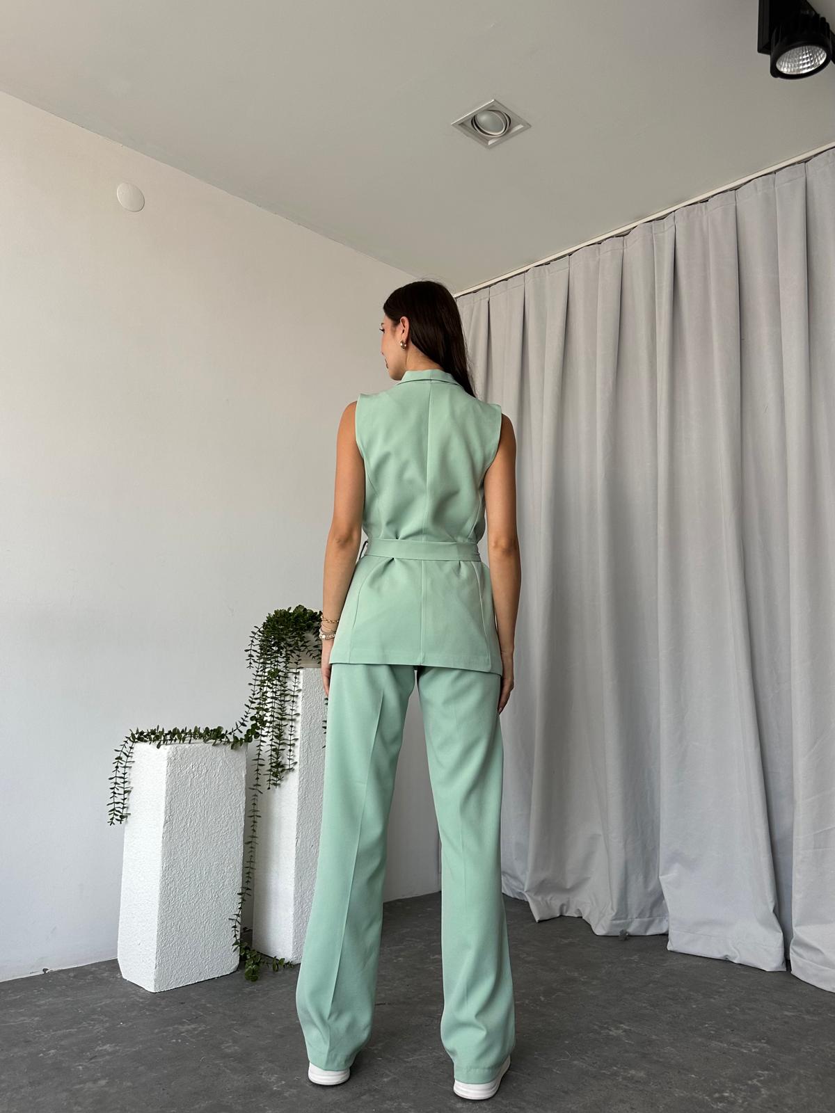 Kadın Leila Mint Yeşili Yelek Pantolon Takım - Görsel 9