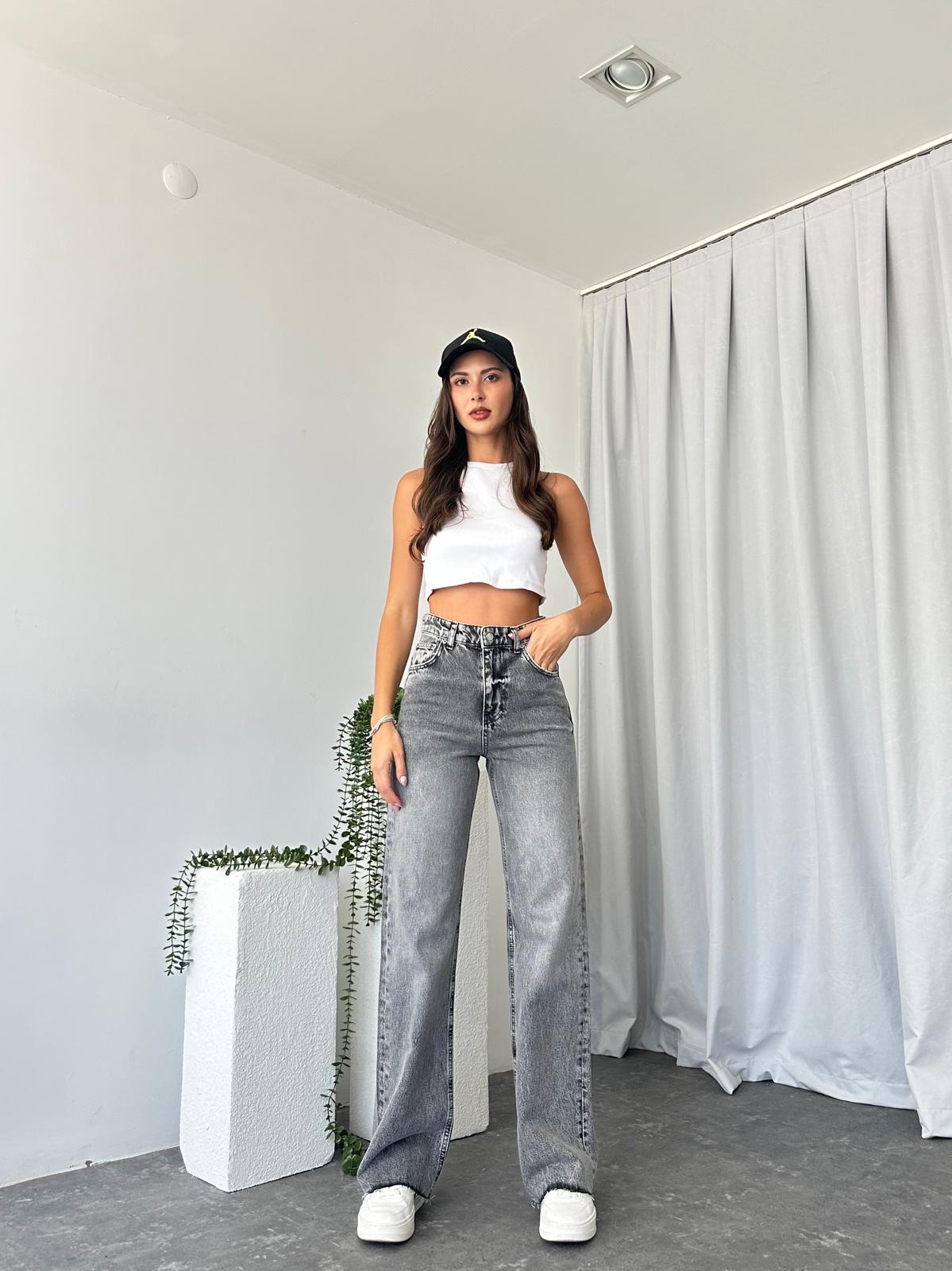 Kadın Gri Wide Leg Jean - Görsel 8