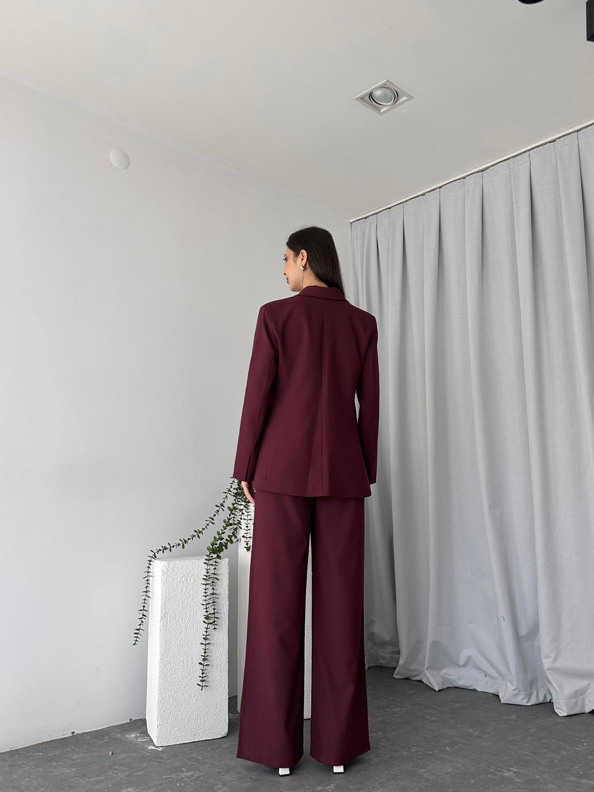 Kadın Ellie Bordo Ceket-Pantolon Takım - Görsel 8
